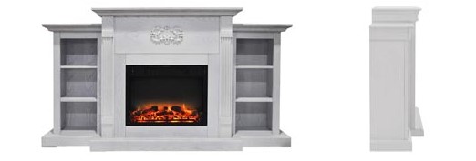 The size of White Electric Fireplace with Mantel and Shelves