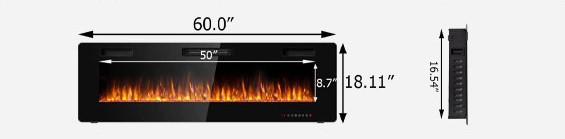 2. What are the dimensions of a slim electric fireplace?