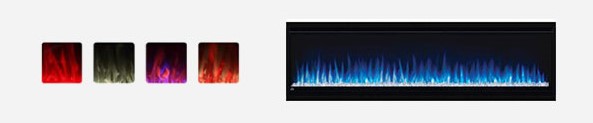 5. Flame options in a slim electric fireplace