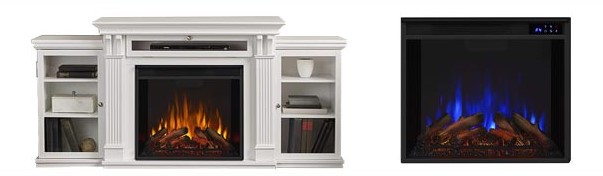 Safest White Electric Fireplace with Mantel and Shelves 