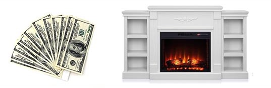 Cheapest White Electric Fireplace with Mantel and Shelves