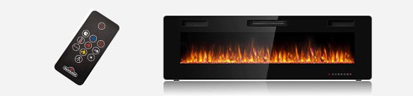 7. Slim electric fireplace controls