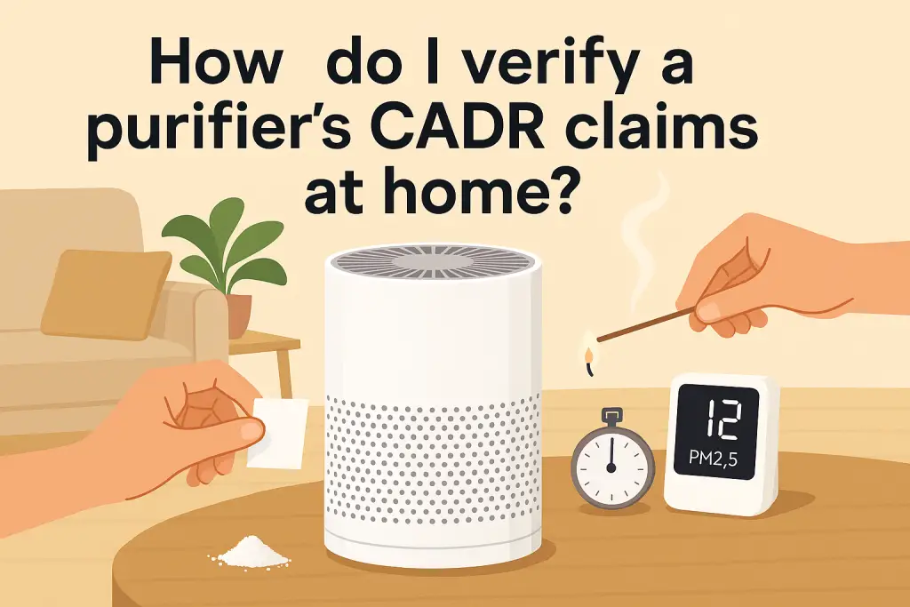 How do I verify a purifierâ€™s CADR claims at home?
