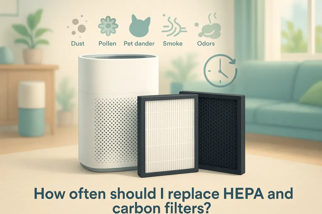 How often should I replace HEPA and carbon filters?