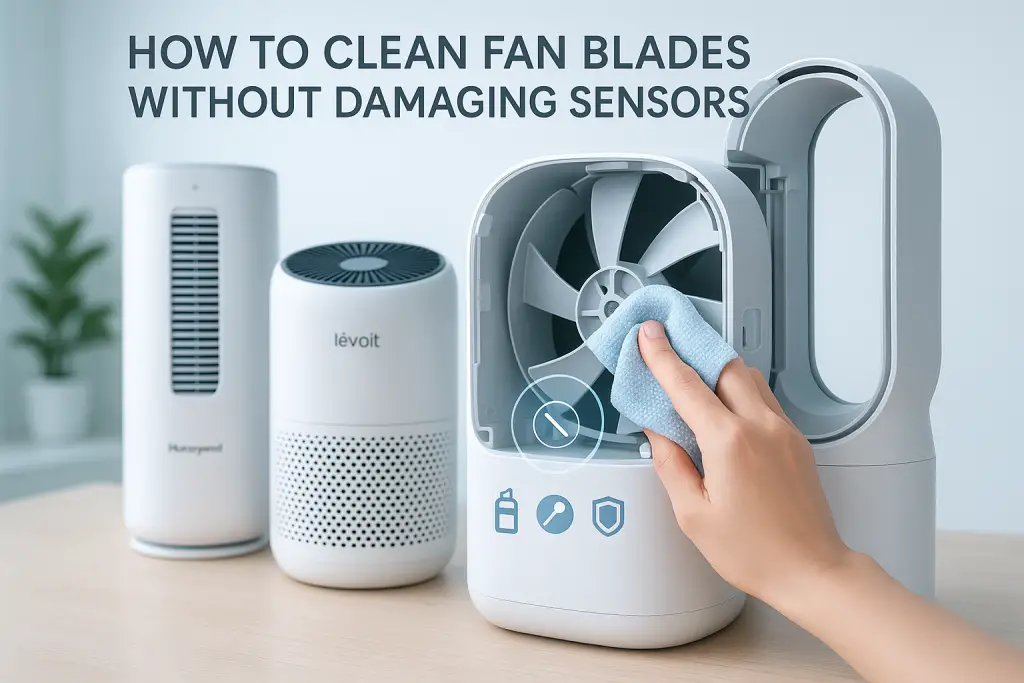How to clean fan blades without damaging sensors?