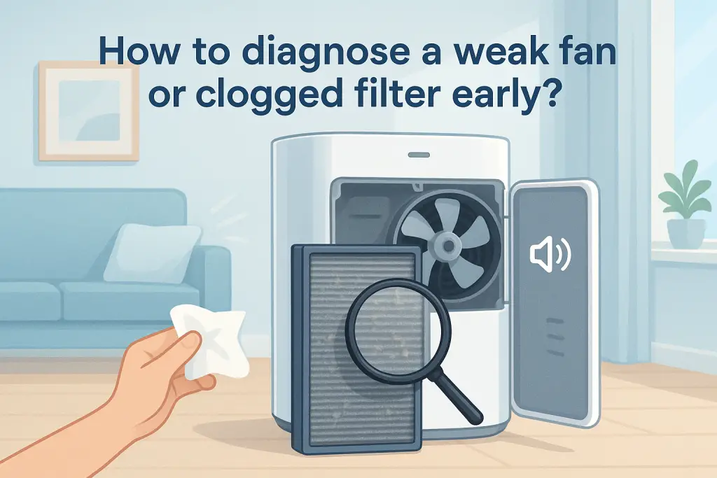 How to diagnose a weak fan or clogged filter early?
