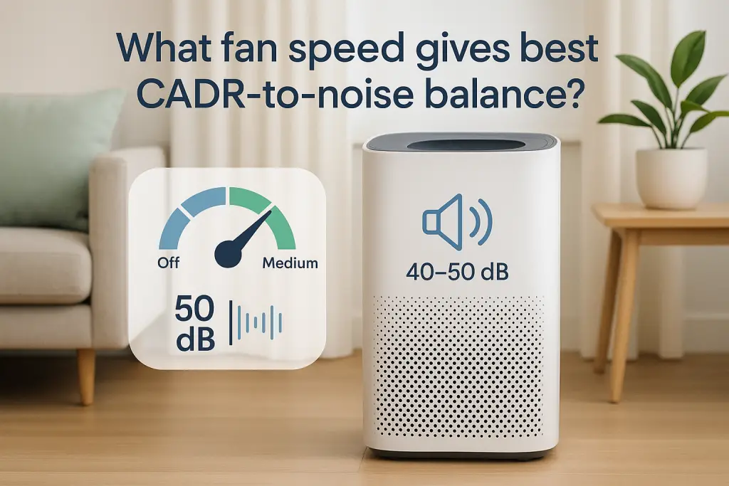 What fan speed gives best CADR-to-noise balance?