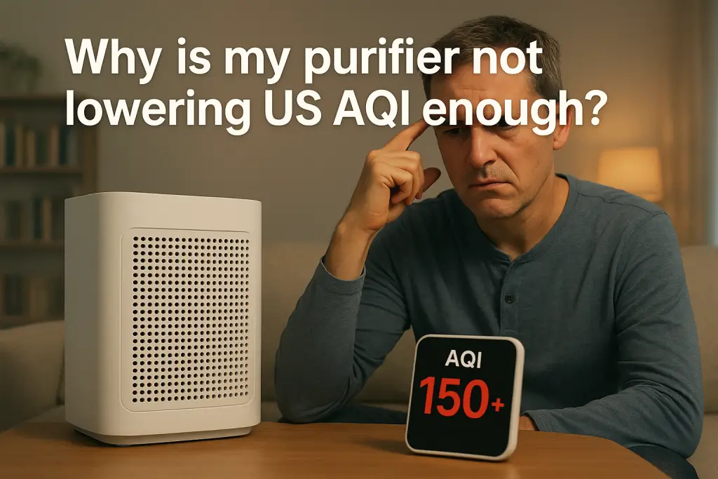 Why is my purifier not lowering US AQI enough?