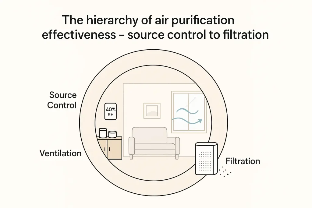 The hierarchy of air purification effectiveness - source control to filtration